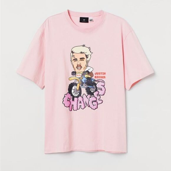 Justin Bieber x H&M 2020 Changes Graphic Oversized Tshirt Size Small - Picture 1 of 9